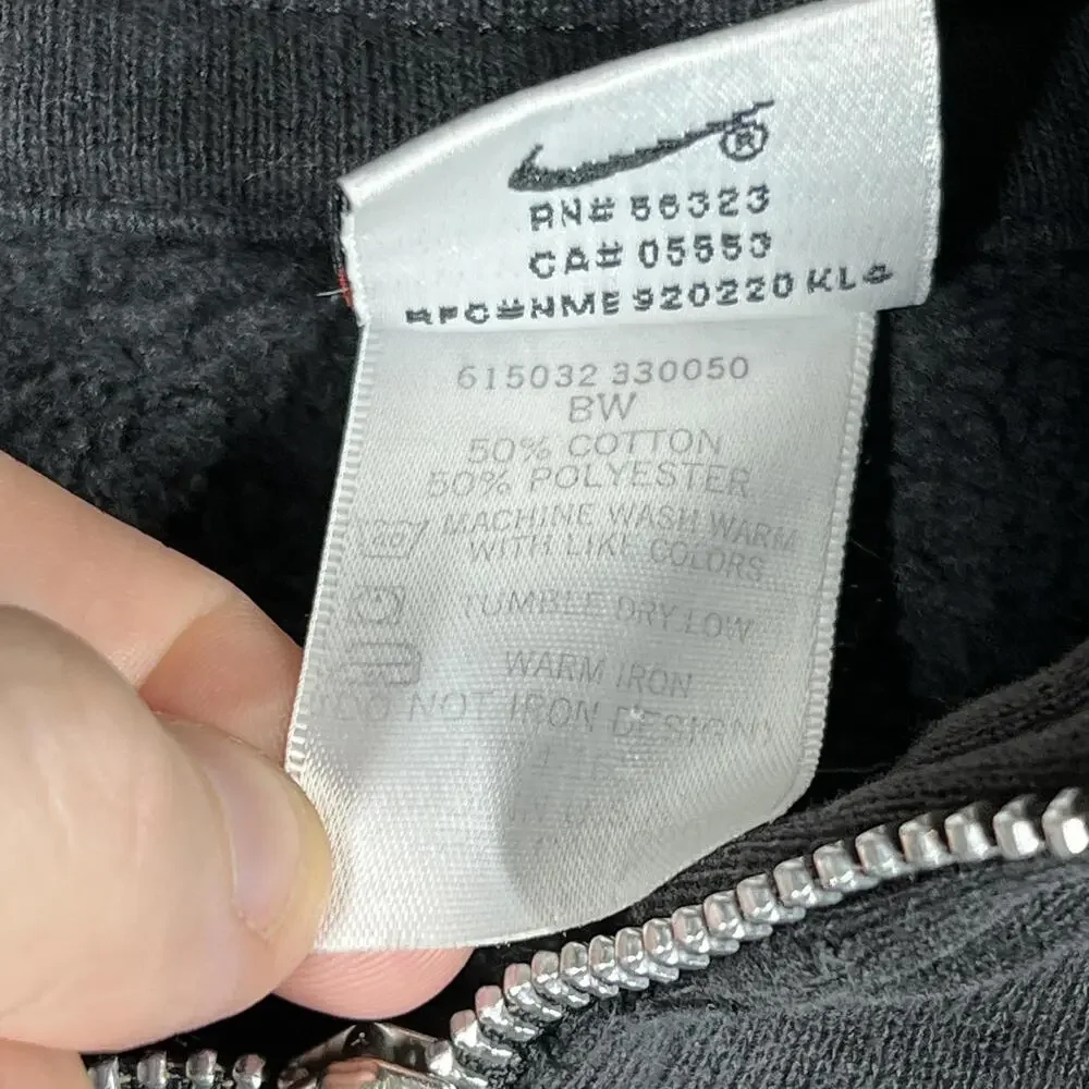Nike Pullover Teens L Black 1/4 Zip Fleece Lined Mock Neck USA Made Vintage